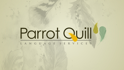 Translation service logo design, Parrot feather logo